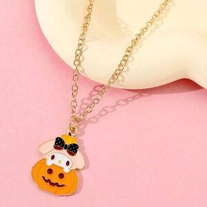 SALE 18k Gold My Melody Pumpkin Hello Kitty Halloween Necklace